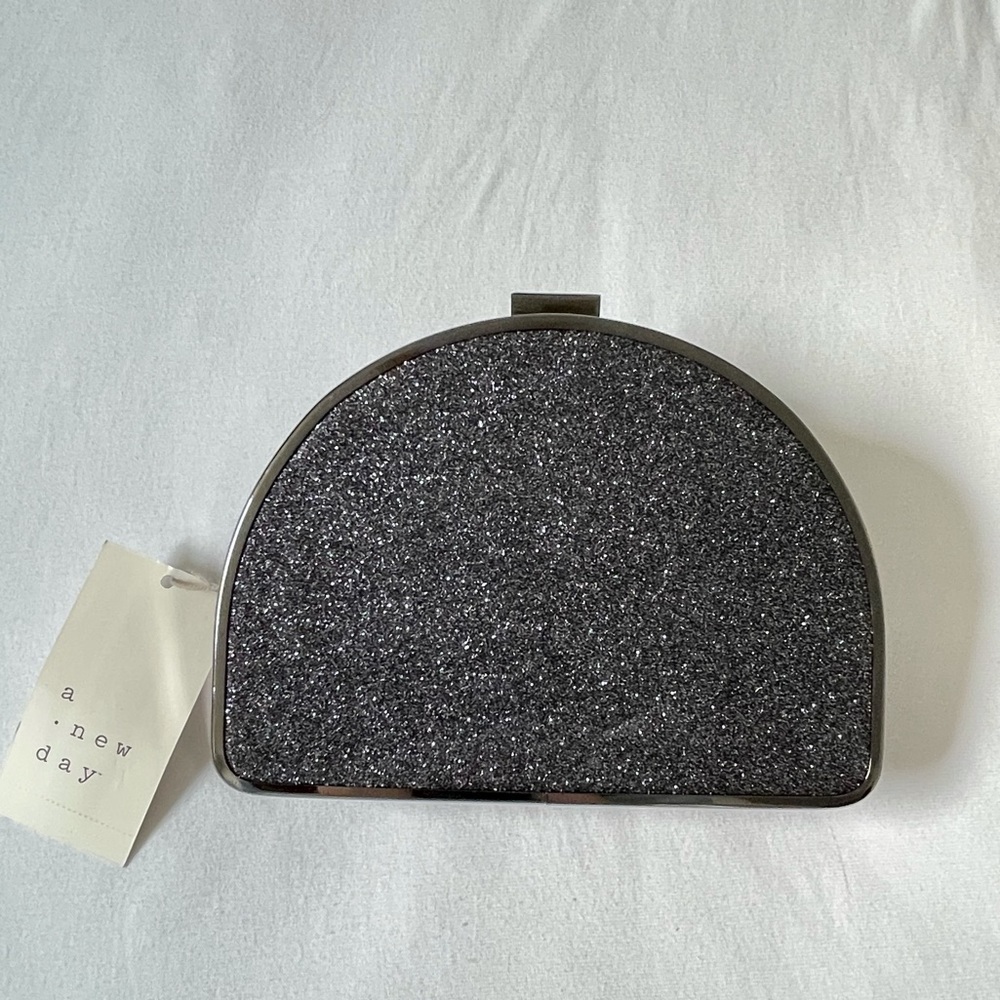Black Glitter Gunmetal Crossbody Purse